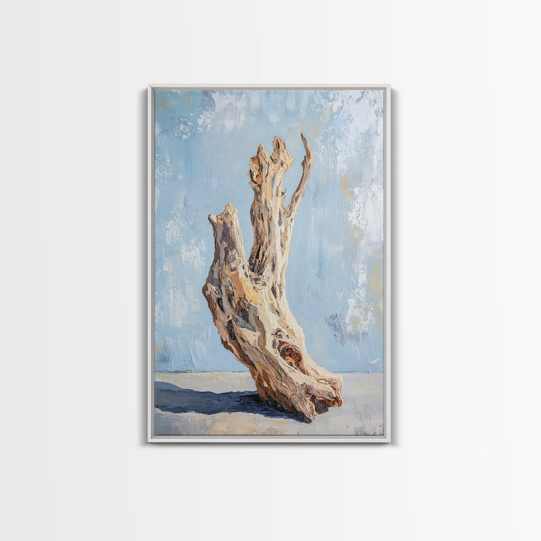 Sculptural Driftwood Still Life Canvas Print, Coastal Wall Art, Organic Modern Decor, Rustic Nature Art, Beach House Gift