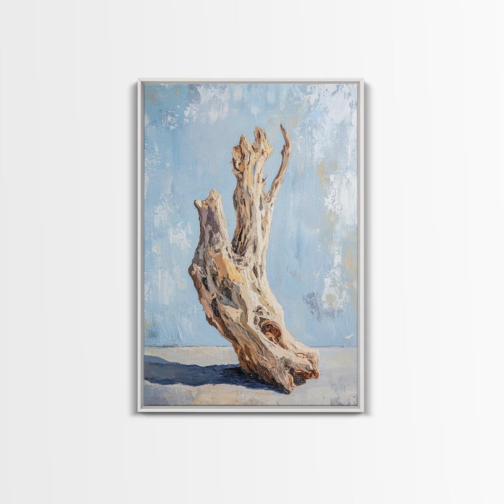 Sculptural Driftwood Still Life Canvas Print, Coastal Wall Art, Organic Modern Decor, Rustic Nature Art, Beach House Gift