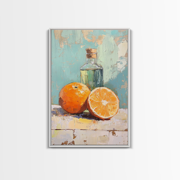 Orange Citrus Still Life Canvas Print, Kitchen Wall Art, Fruit Painting, Mediterranean Decor, Food Lover Gift, Home Decor