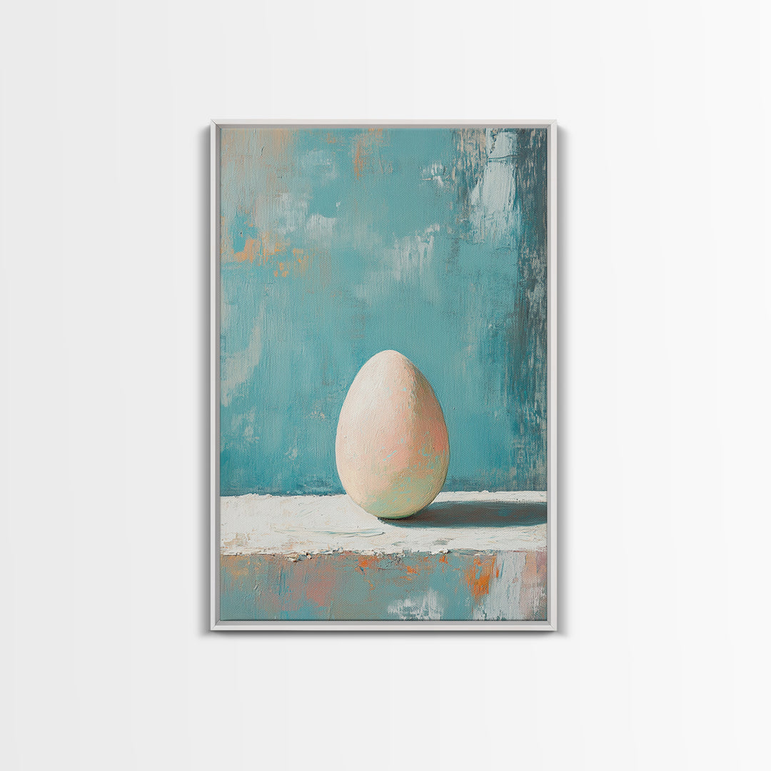 Minimal Egg Still Life Canvas Print, Neutral Kitchen Wall Art, Minimalist Wall Art For Modern Home Decor And Housewarming Gift