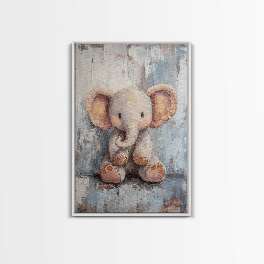 Sweet Baby Elephant Nursery Wall Art, Whimsical Animal Canvas Print, Kids Room Decor, Safari Nursery Gift For Baby Shower