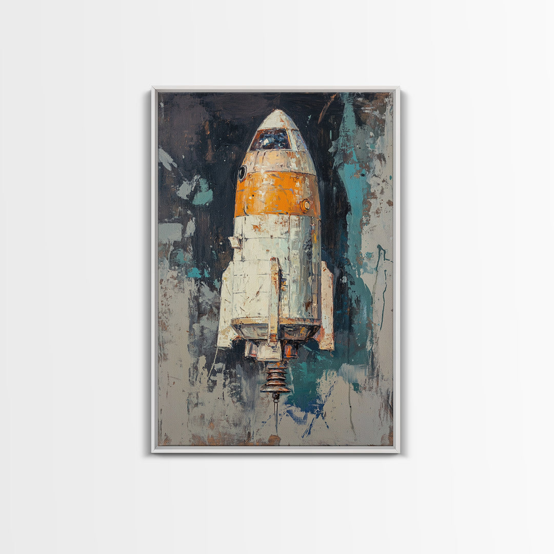 Retro Rocket Ship Spacecraft Wall Art, Sci Fi Wall Art, Futuristic Decor, Space Wall Decor, Gaming Room Art, Large Canvas Art