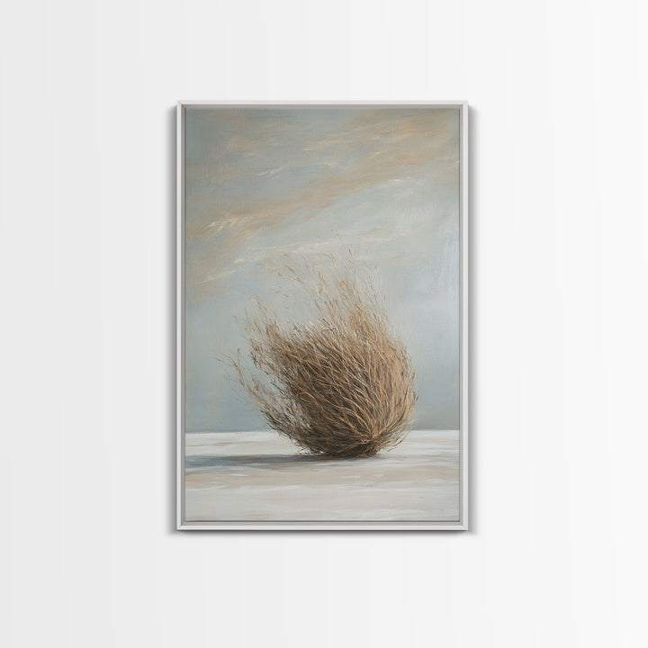 Minimalist Tumbleweed Wall Art, Neutral Desert Botanical Painting, Wabi Sabi Decor, Rustic Home Decor, Calming Wall Art Print