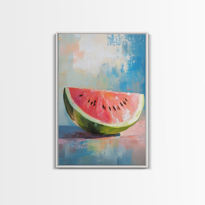 Bright Watermelon Slice Still Life Wall Art, Colorful Kitchen Decor, Summer Fruit Painting, Modern Farmhouse Art Print, Housewarming Gift