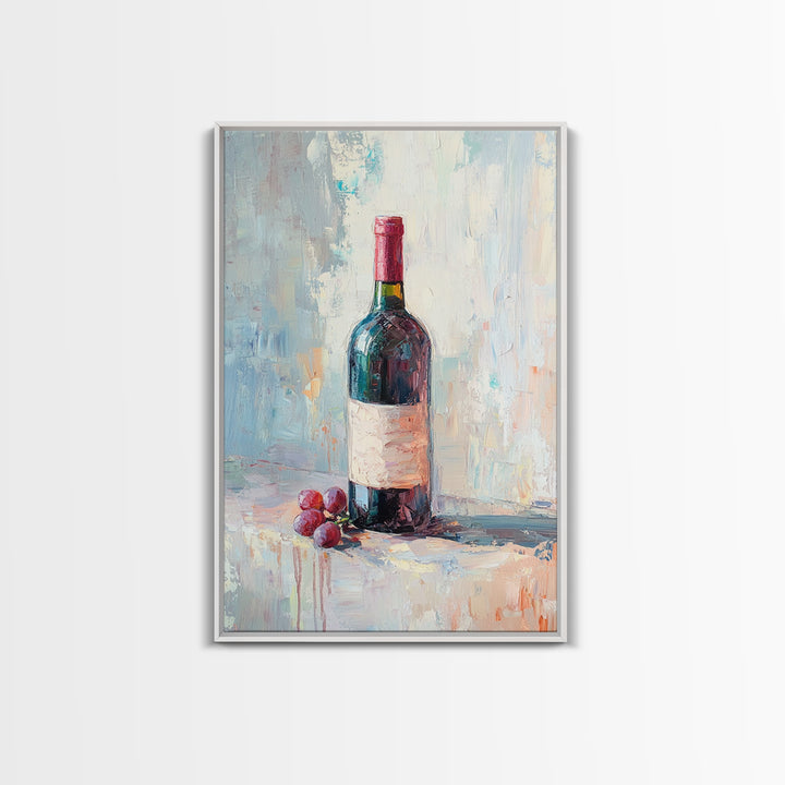 Red Wine Bottle With Grapes Canvas Print, Winery Wall Art, Dining Room Decor, Kitchen Wall Decor, Gift For Wine Lover, Housewarming Gift