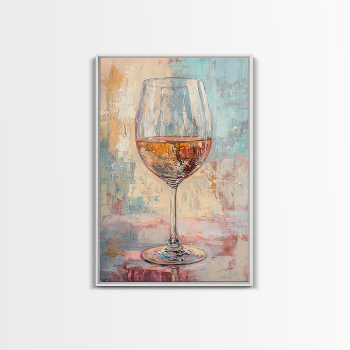Sparkling Rosé Wine Glass Wall Art, Modern Kitchen Decor, Bar Cart Print, Dining Room Poster, Gift For Wine Lover, Home Decor