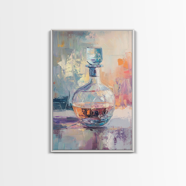 Crystal Whiskey Decanter Canvas Print, Bar Cart Wall Art, Home Bar Decor, Man Cave Decor, Cocktail Art Gift For Him, Office Decor