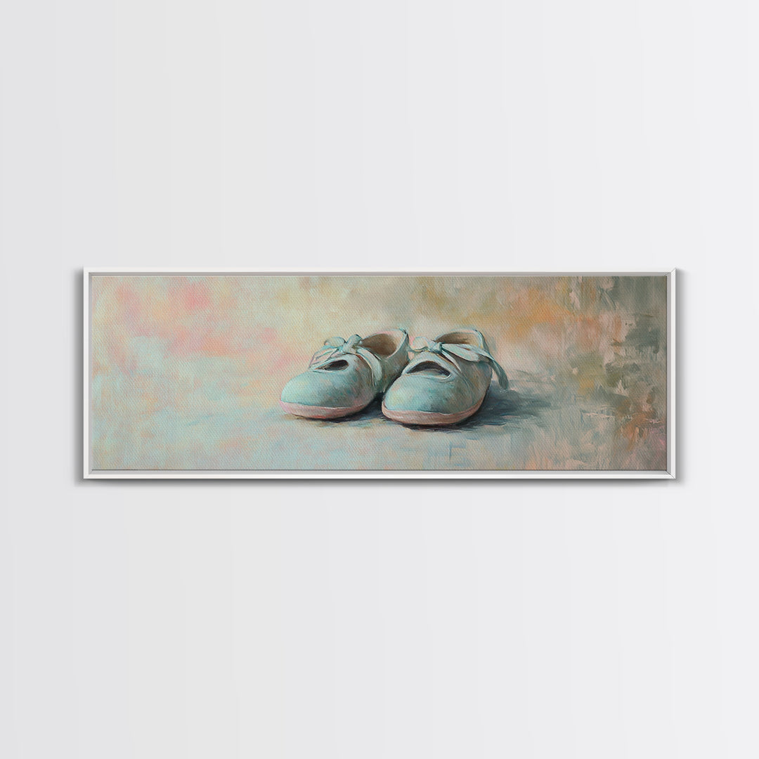Soft Blue Baby Shoes Wall Art, Pastel Nursery Decor, Baby Room Wall Decor, New Mom Gift, Dreamy Neutral Bedroom Art Print