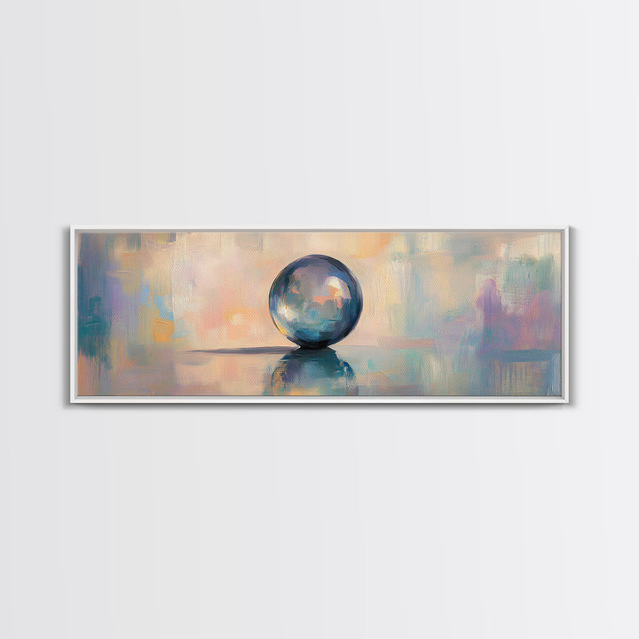 Reflective Blue Glass Sphere Wall Art, Modern Abstract Still Life, Contemporary Canvas Wall Art, Office Decor, Calming Print