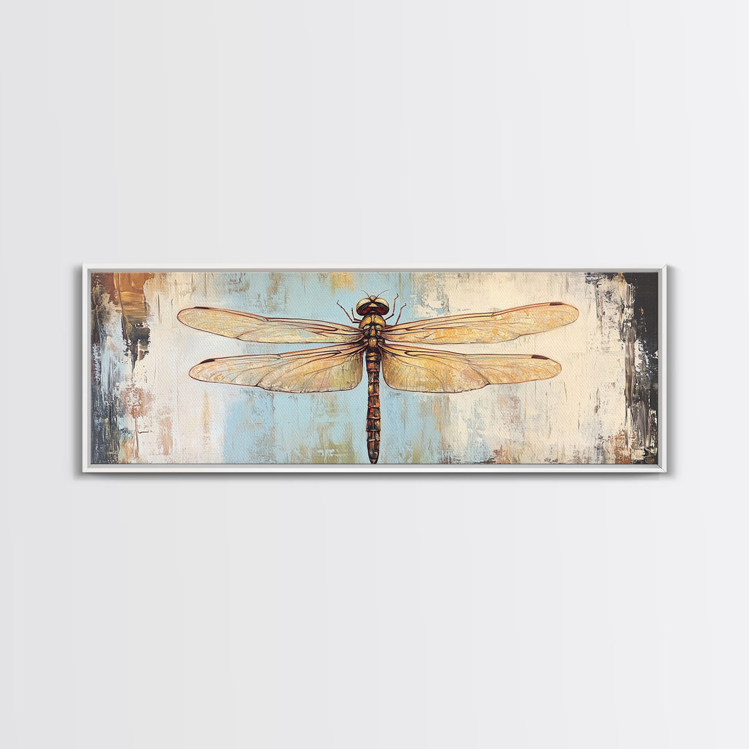 Detailed Dragonfly Insect Wall Art, Nature Inspired Canvas Print, Botanical Wall Decor, Rustic Wildlife Gift For Her, Office Decor