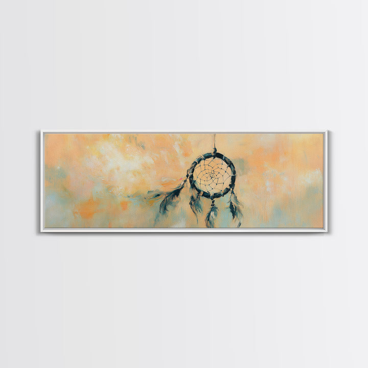 Boho Dreamcatcher With Feathers Wall Art, Southwestern Canvas Print, Spiritual Decor, Earth Tone Bedroom Gift For Her, Dorm Decor