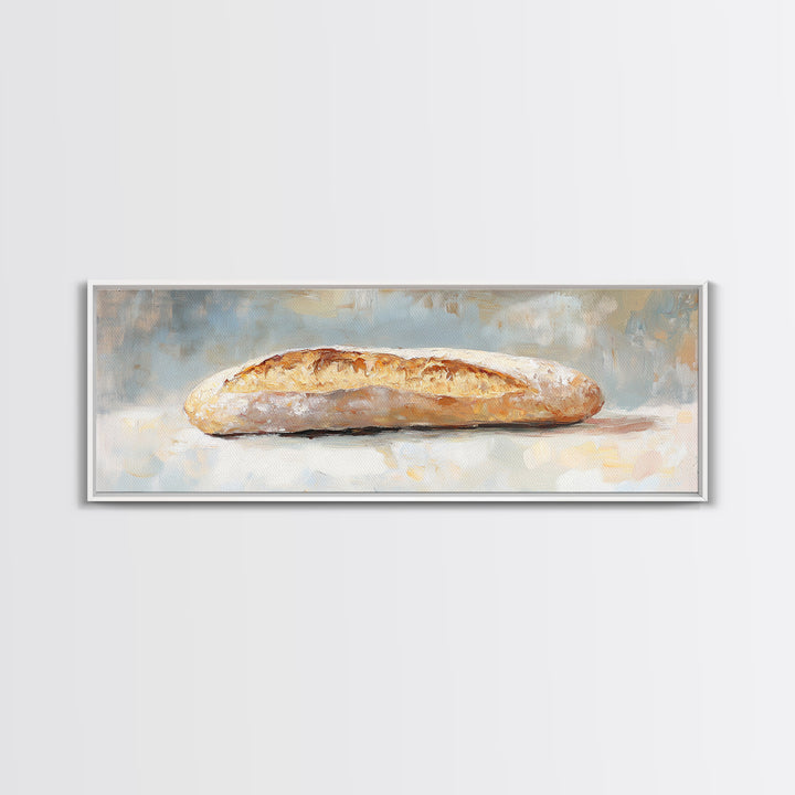 Rustic Baguette Bread Still Life Wall Art, French Bakery Canvas Print For Kitchen, Cafe Decor, Foodie Gift, Dining Room Print