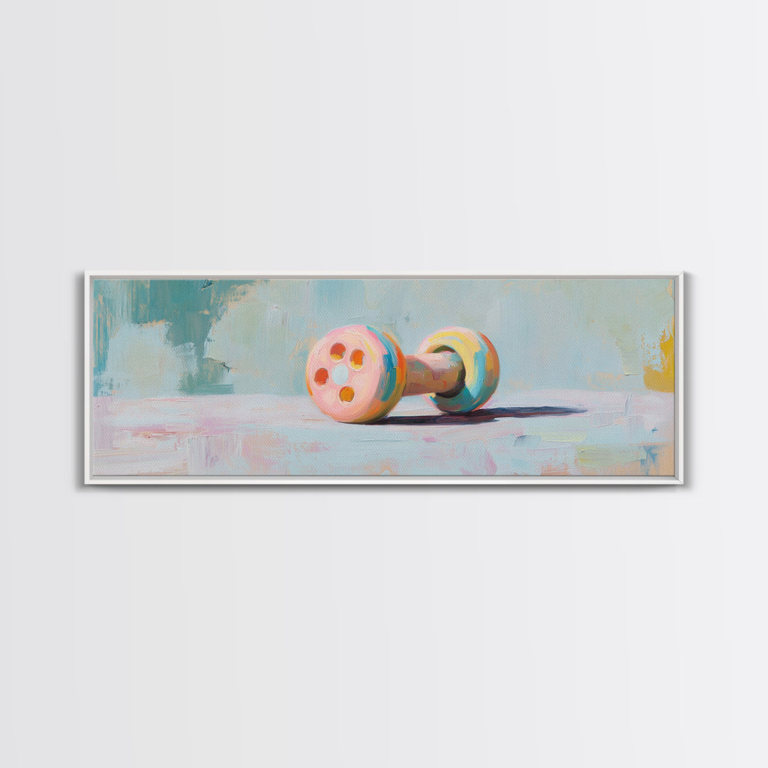 Pastel Dumbbell Still Life Canvas Print, Fitness Studio Decor, Home Gym Wall Art, Pilates Gift, Wellness Workout Room Decor