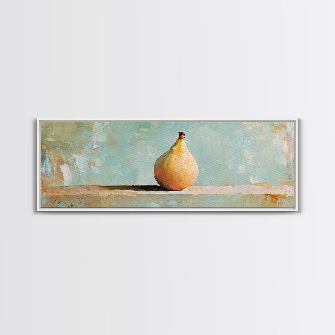 Golden Pear Still Life Framed Canvas Print, Rustic Kitchen Wall Art, Farmhouse Decor, Fruit Painting, Dining Room Decor Gift