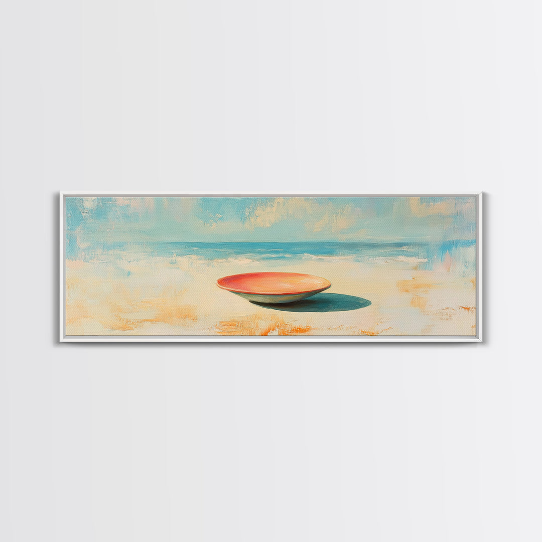 Minimal Beach Bowl Seascape Wall Art, Coastal Canvas Print, Modern Nautical Decor, Serene Ocean Landscape Painting For Beach House