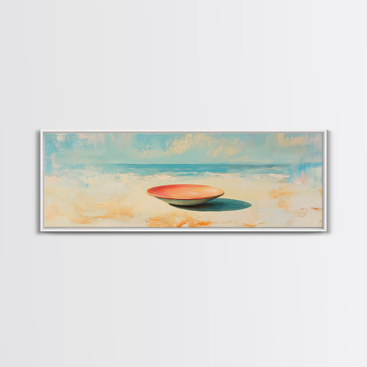 Minimal Beach Bowl Seascape Wall Art, Coastal Canvas Print, Modern Nautical Decor, Serene Ocean Landscape Painting For Beach House