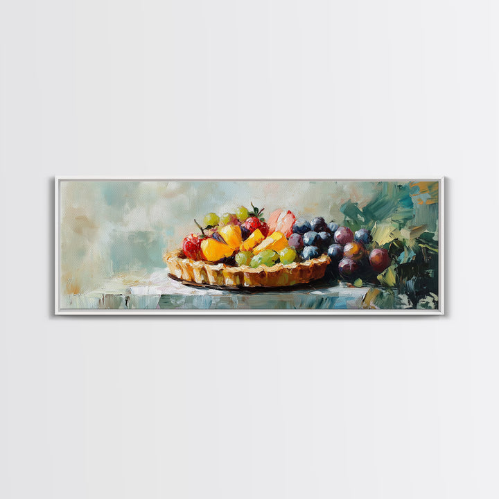 Colorful Fruit Tart Still Life Wall Art, Kitchen Canvas Print, Farmhouse Dining Room Decor, Foodie Gift, Vibrant Art Print
