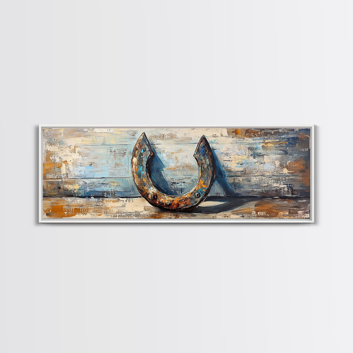 Rusty Horseshoe Western Still Life Wall Art, Farmhouse Rustic Decor, Cowboy Canvas Print For Entryway Or Man Cave Wall Decor Gift