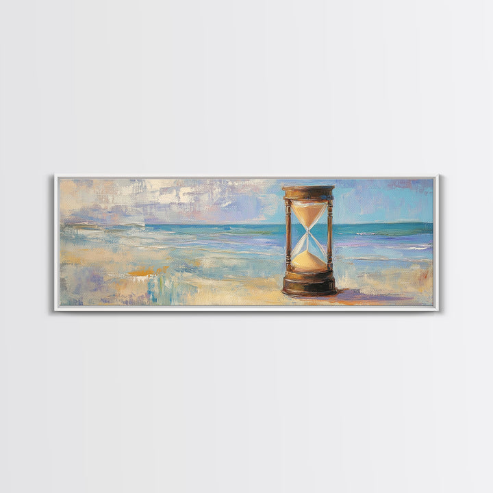 Beach Hourglass Seascape Wall Art, Coastal Canvas Print, Ocean Decor, Nautical Landscape Painting, Serene Living Room Art
