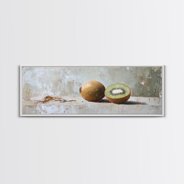Whole And Sliced Kiwi Fruit Still Life Canvas Print, Kitchen Wall Art, Foodie Wall Decor, Farmhouse Dining Room Gift For Her