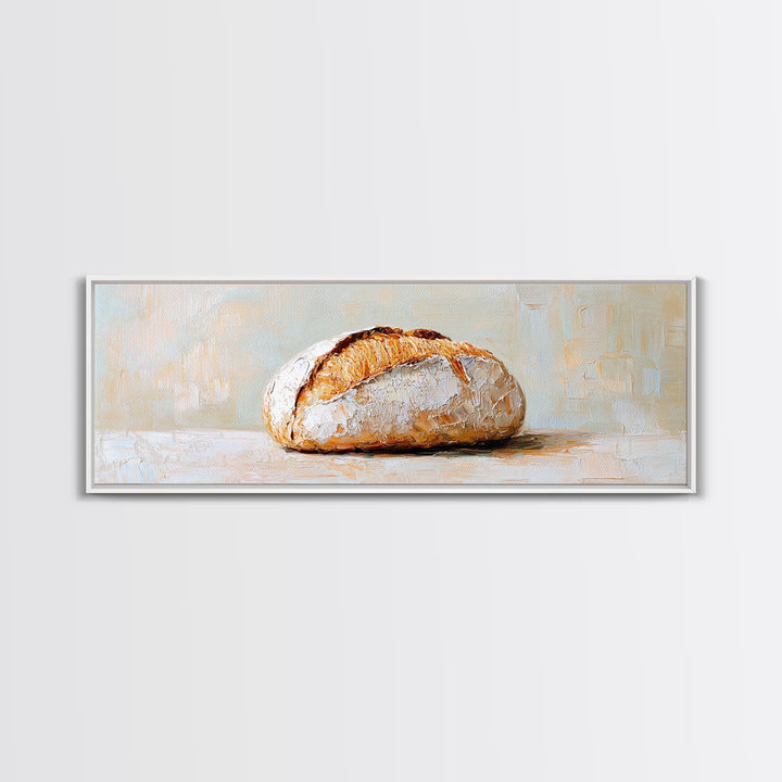 Crusty Artisan Bread Loaf Still Life Canvas Print, Rustic Kitchen Wall Art, Bakery Decor, Food Lover Gift, Farmhouse Decor