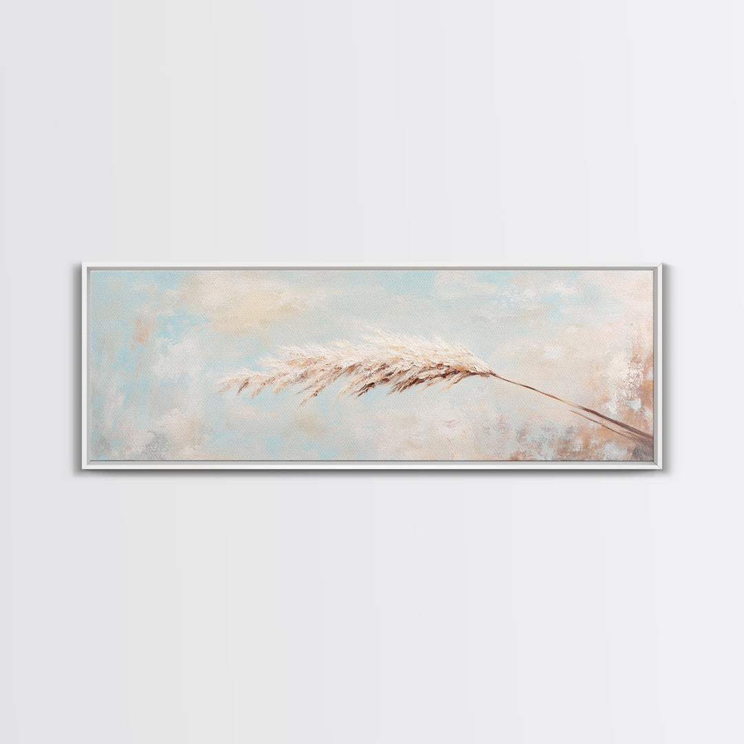Soft Pampas Grass Feather Canvas Print, Neutral Wall Art, Minimalist Boho Decor, Calming Bedroom Above Bed Wall Home Decor