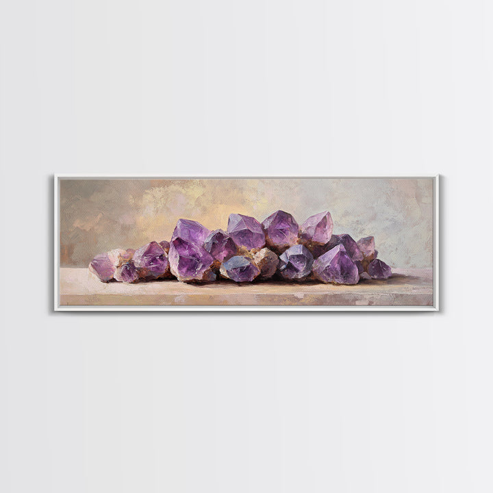 Purple Amethyst Crystal Cluster Canvas Print, Geode Wall Art, Spiritual Decor, Reiki Healing Gift, Modern Home Decor, Living Room Decor