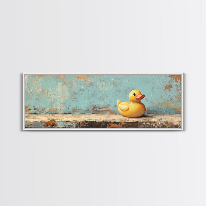 Yellow Rubber Duck Wall Art, Whimsical Bathroom Canvas Print, Cute Kids Room Decor, Playful Nursery Gift, Fun Wall Decor