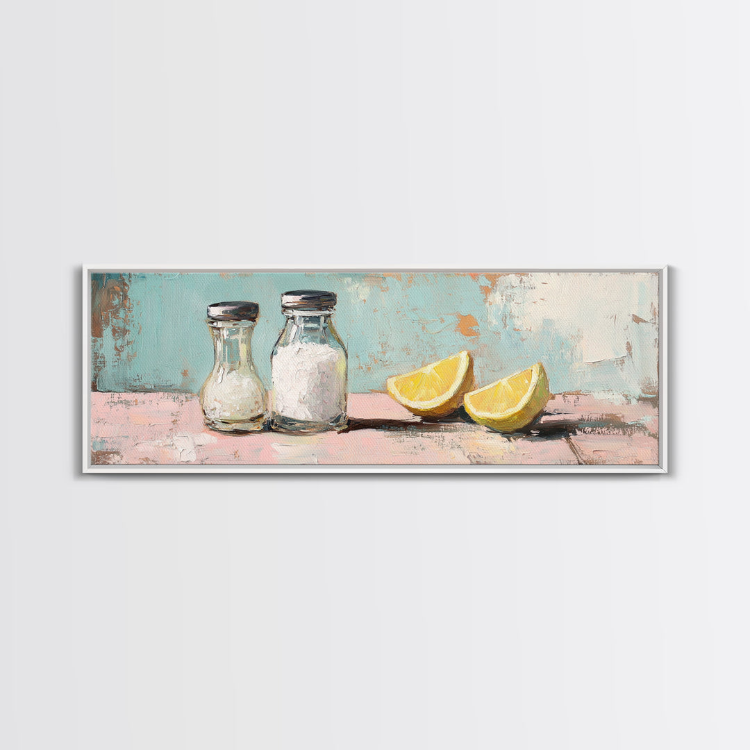 Salt And Pepper With Lemon Canvas Print, Kitchen Wall Art, Farmhouse Decor, Foodie Gift, Dining Room Prints, Cute Kitchen Art