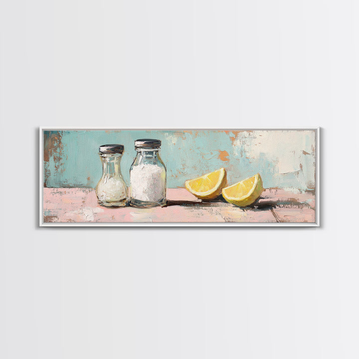 Salt And Pepper With Lemon Canvas Print, Kitchen Wall Art, Farmhouse Decor, Foodie Gift, Dining Room Prints, Cute Kitchen Art