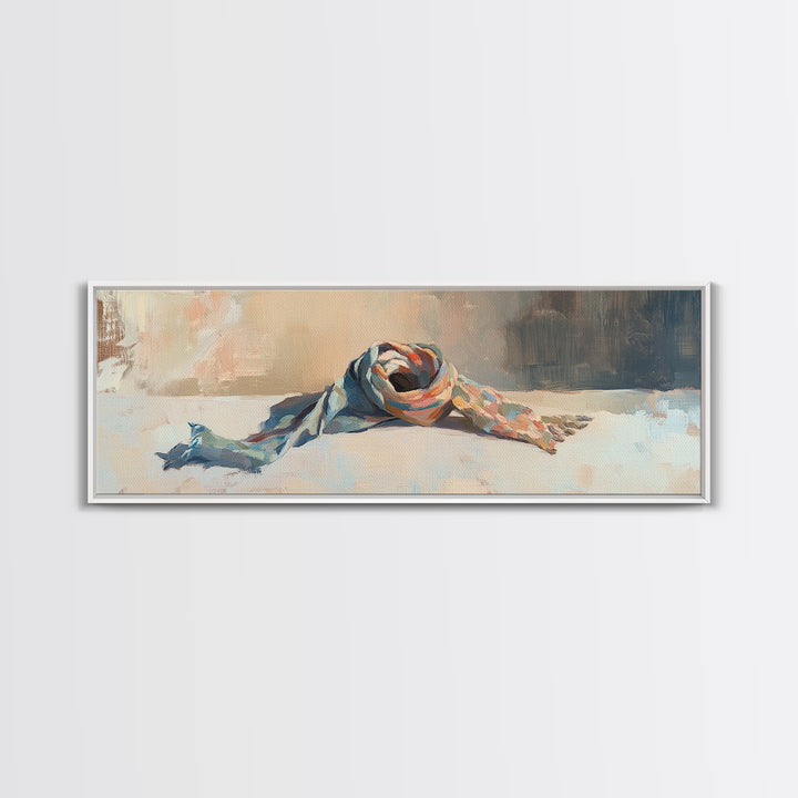 Soft Folded Scarf Still Life Canvas Print, Feminine Wall Art, Neutral Home Decor, Bedroom Decor, Gift For Her, Modern Art