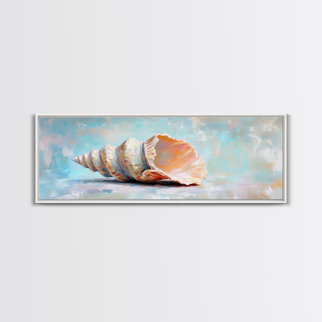 Large Pink Conch Seashell Framed Canvas Print, Coastal Wall Art, Beach House Decor, Ocean Wall Decor, Nautical Gift, Seaside Wall Art