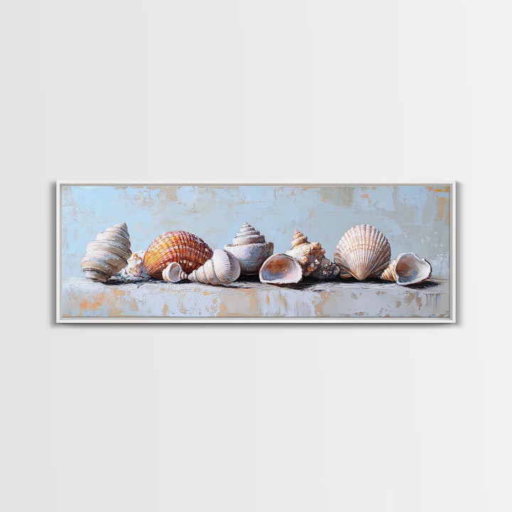 Coastal Seashell Collection Still Life Canvas Print, Beach Wall Art, Ocean Decor, Nautical Wall Decor, Beach House Gift Idea
