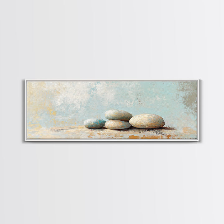 Stacked Smooth Stones Wall Art, Zen Spa Decor Print, Minimalist Bathroom Wall Decor, Calming Neutral Art, Meditation Room Decor