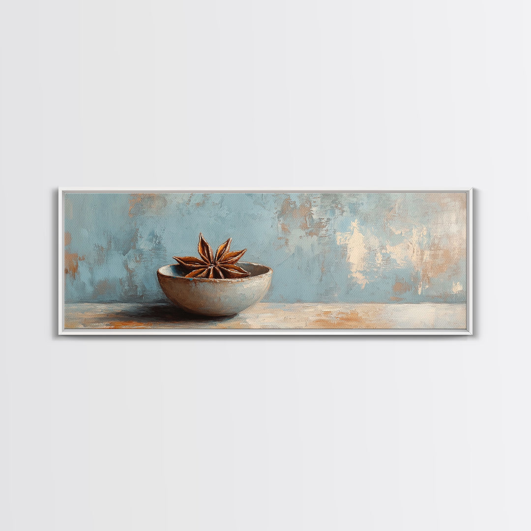Star Anise Bowl Still Life Wall Art, Rustic Kitchen Decor, Neutral Canvas Print, Farmhouse Dining Room Artwork Home Decor Gift