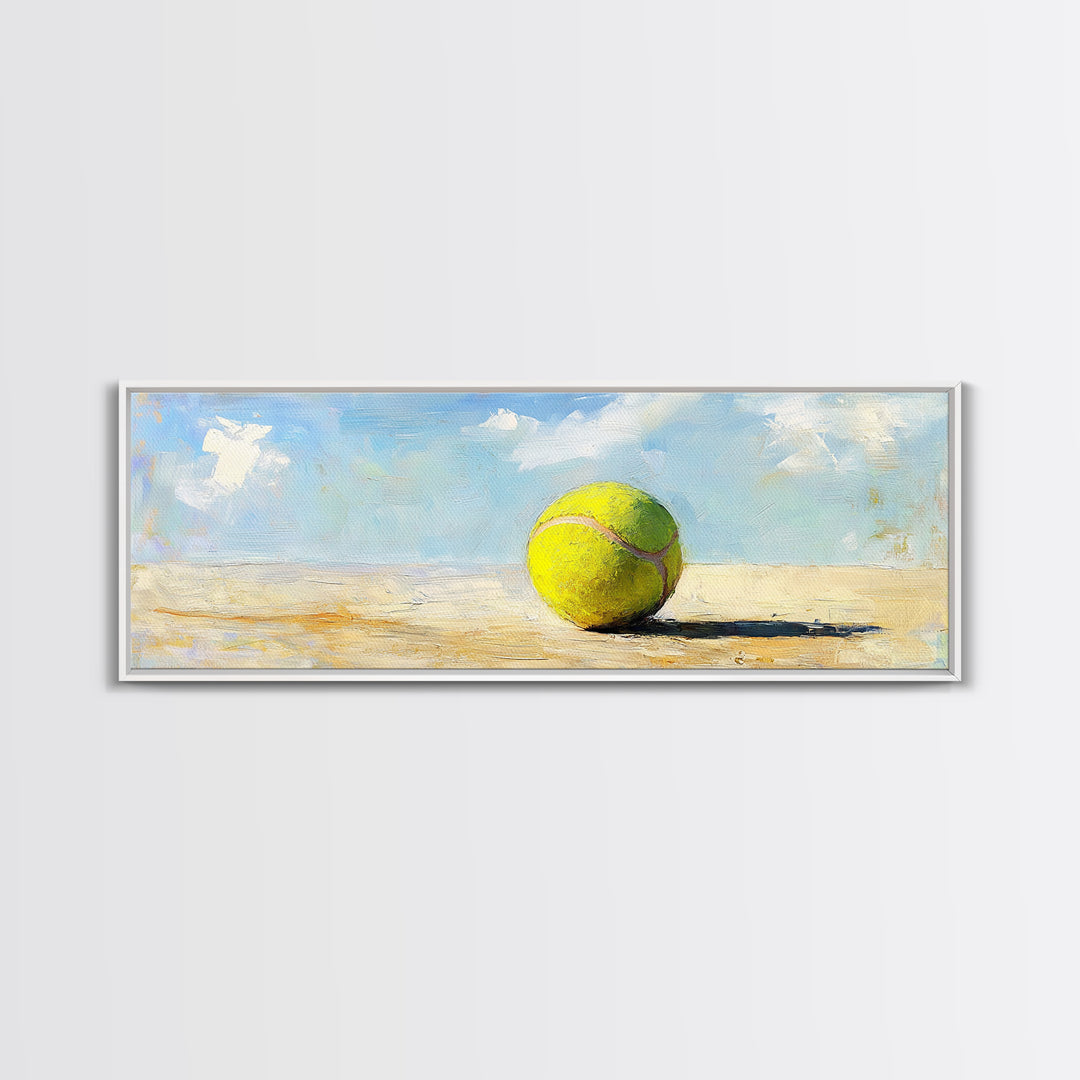 Bright Tennis Ball On Sunny Court Wall Art, Modern Sports Canvas Print, Game Room Decor, Kids Room Art, Gift For Tennis Lover