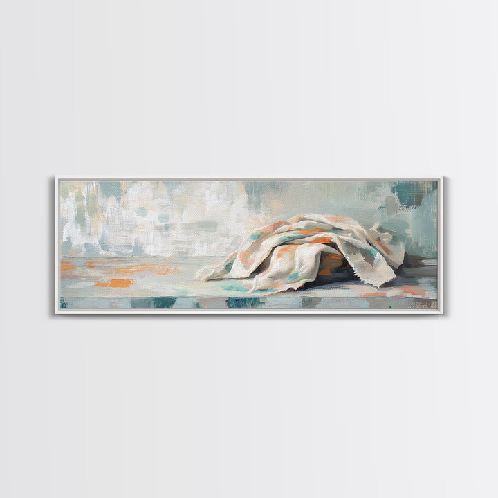 Soft Folded Linen Blanket Canvas Print, Neutral Wall Art, Minimalist Home Decor, Cozy Bedroom Decor, Wabi Sabi Art Print