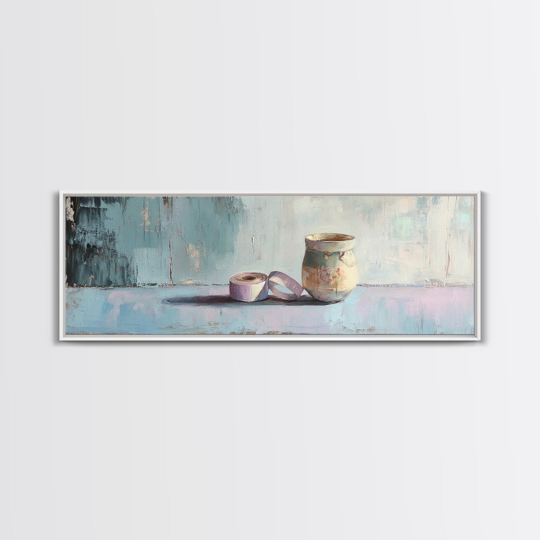 Ceramic Pot And Ribbon Still Life Wall Art, Minimalist Studio Decor, Rustic Craft Room Art Print, Neutral Modern Wall Decor