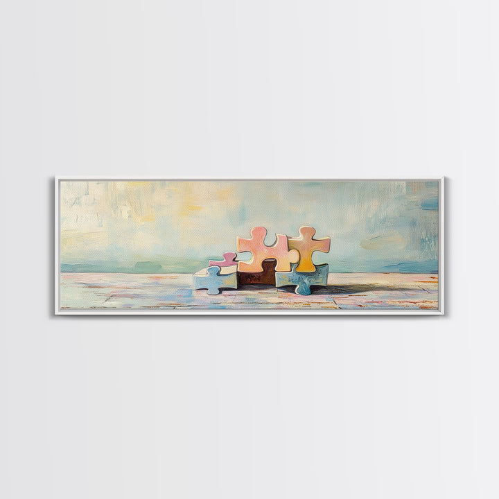 Pastel Puzzle Pieces Still Life Wall Art, Kids Room Decor, Nursery Wall Art, Playroom Print, Whimsical Gift For Family Decor