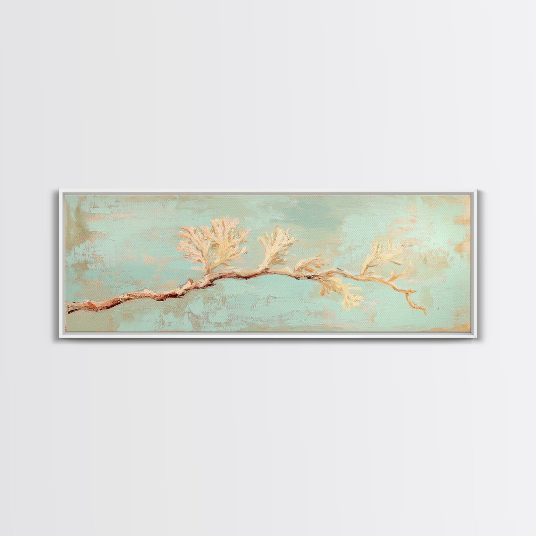 White Coral Branch Wall Art, Coastal Canvas Print, Beach House Decor, Minimalist Ocean Art For Serene Living Room Wall Decor