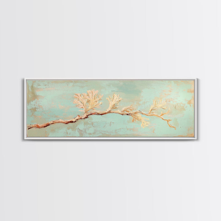 White Coral Branch Wall Art, Coastal Canvas Print, Beach House Decor, Minimalist Ocean Art For Serene Living Room Wall Decor
