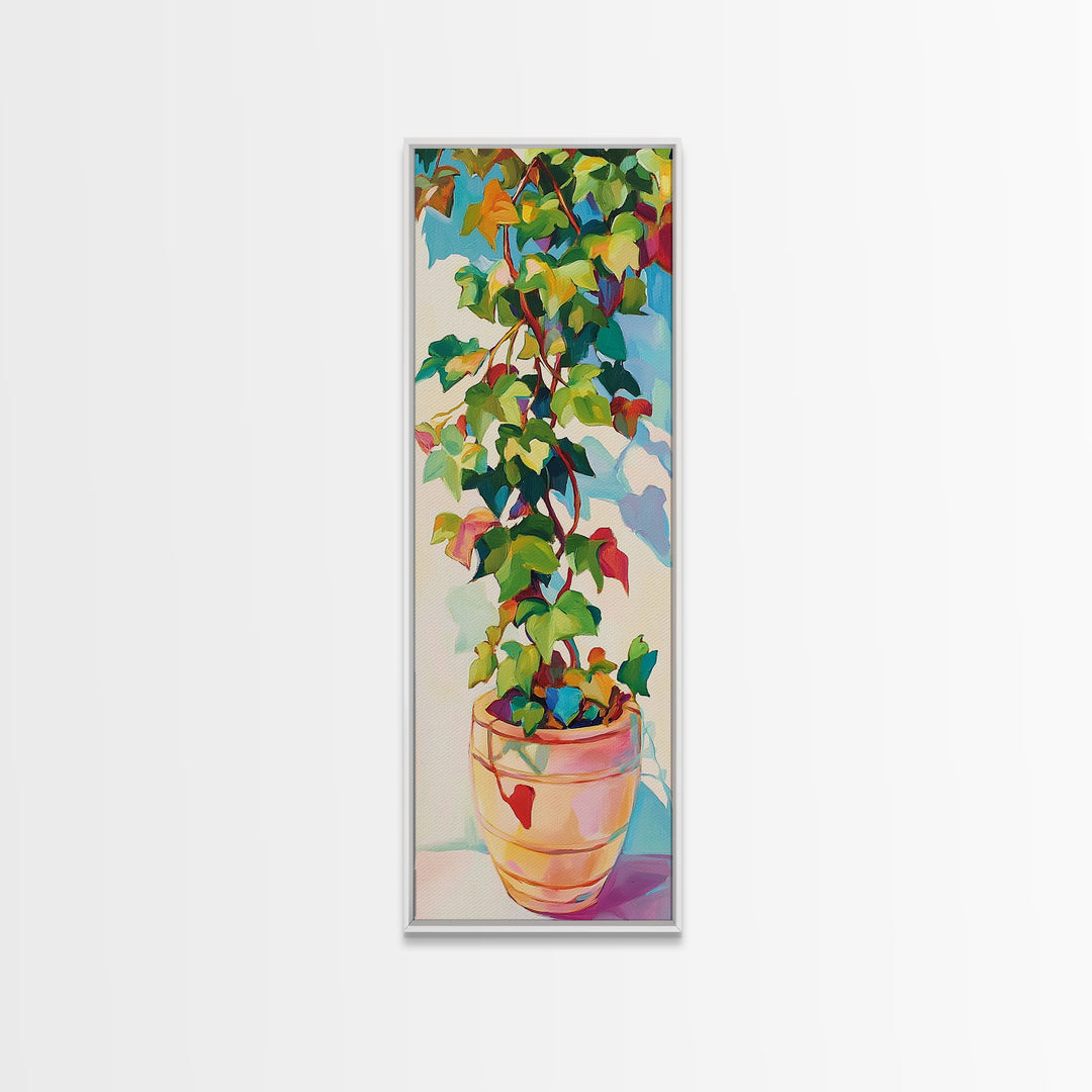Trailing Houseplant Canvas Print, Colorful Botanical Wall Art, Plant Lover Gift, Boho Home Decor, Modern Nature Wall Art