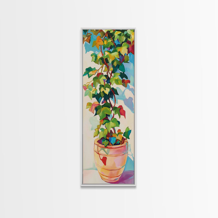 Trailing Houseplant Canvas Print, Colorful Botanical Wall Art, Plant Lover Gift, Boho Home Decor, Modern Nature Wall Art