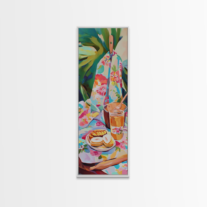 Iced Tea Poolside Snack Still Life Wall Art, Tropical Kitchen Canvas Print, Summer Patio Decor, Colorful Art, Hostess Gift