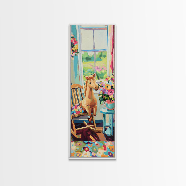 Sweet Giraffe Nursery Framed Canvas Print, Colorful Kids Room Wall Art, Baby Animal Decor, Whimsical Playroom Gift, Baby Shower Gift