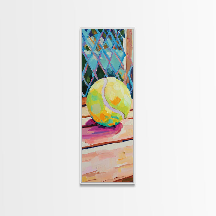 Bright Tennis Ball And Racquet Canvas Print, Tennis Wall Art, Sports Decor, Game Room Decor, Gift For Him, Athletic Decor