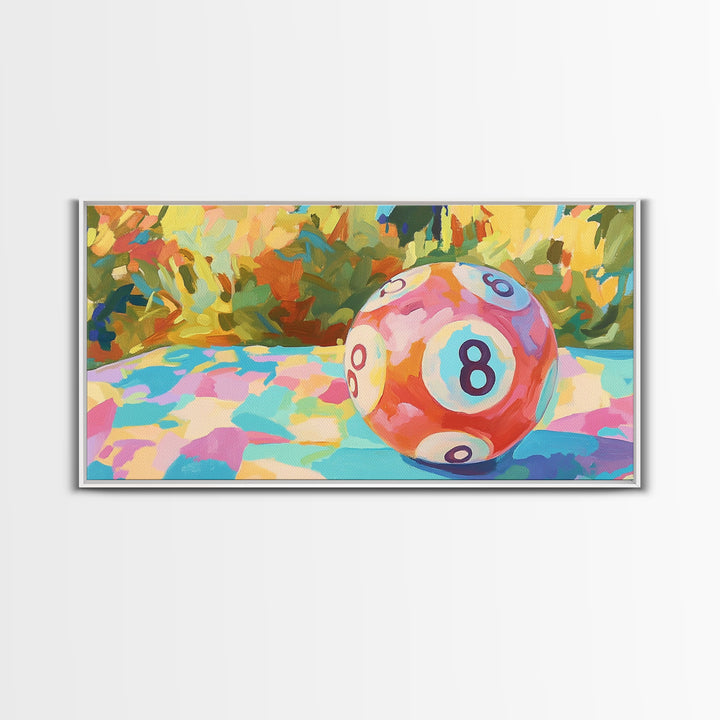 Pink Eight Ball Billiards Wall Art, Game Room Decor, Pool Room Art Print, Retro Poster, Man Cave Canvas Print, Gift For Him