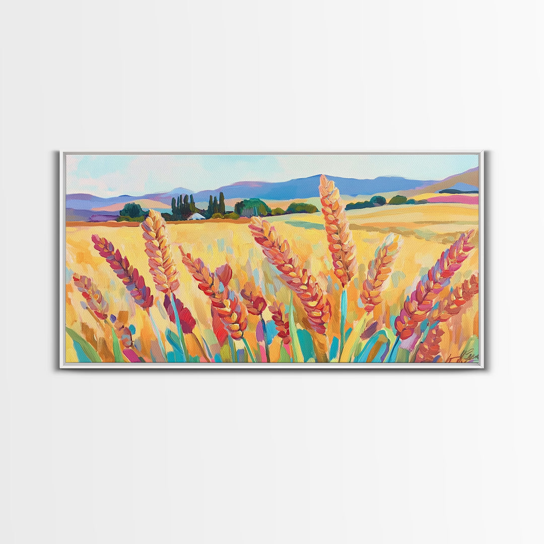 Golden Wheat Field Canvas Print, Rustic Country Landscape Art, Farmhouse Wall Decor, Kitchen Wall Art, Housewarming Gift