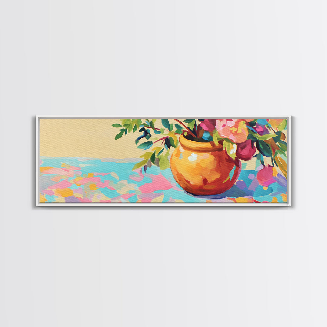 Orange Vase With Loose Floral Bouquet Wall Art, Minimalist Still Life Print, Warm Neutral Home Decor, Modern Wall Decor Gift