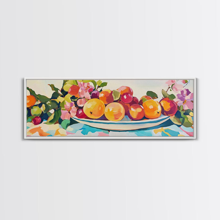 Bright Citrus Fruit Platter Canvas Print, Colorful Kitchen Wall Art, Farmhouse Dining Room Decor, Foodie Gift, Art Print